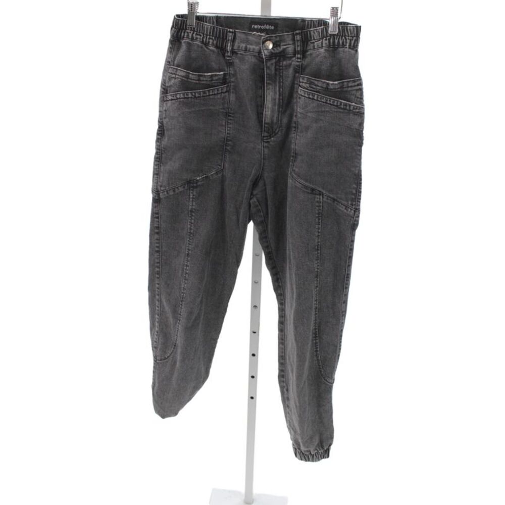 Retrofete Womens Gray Tapered Jeans Mid Rise Button Cotton Inseam 26 Size 29